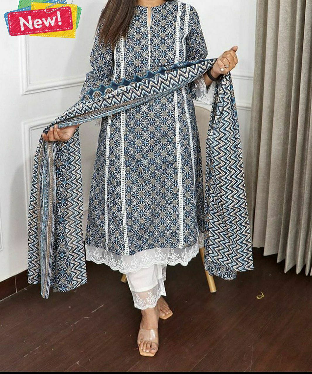 Beautiful Pakistani A-line Rayon Cotton Suit
