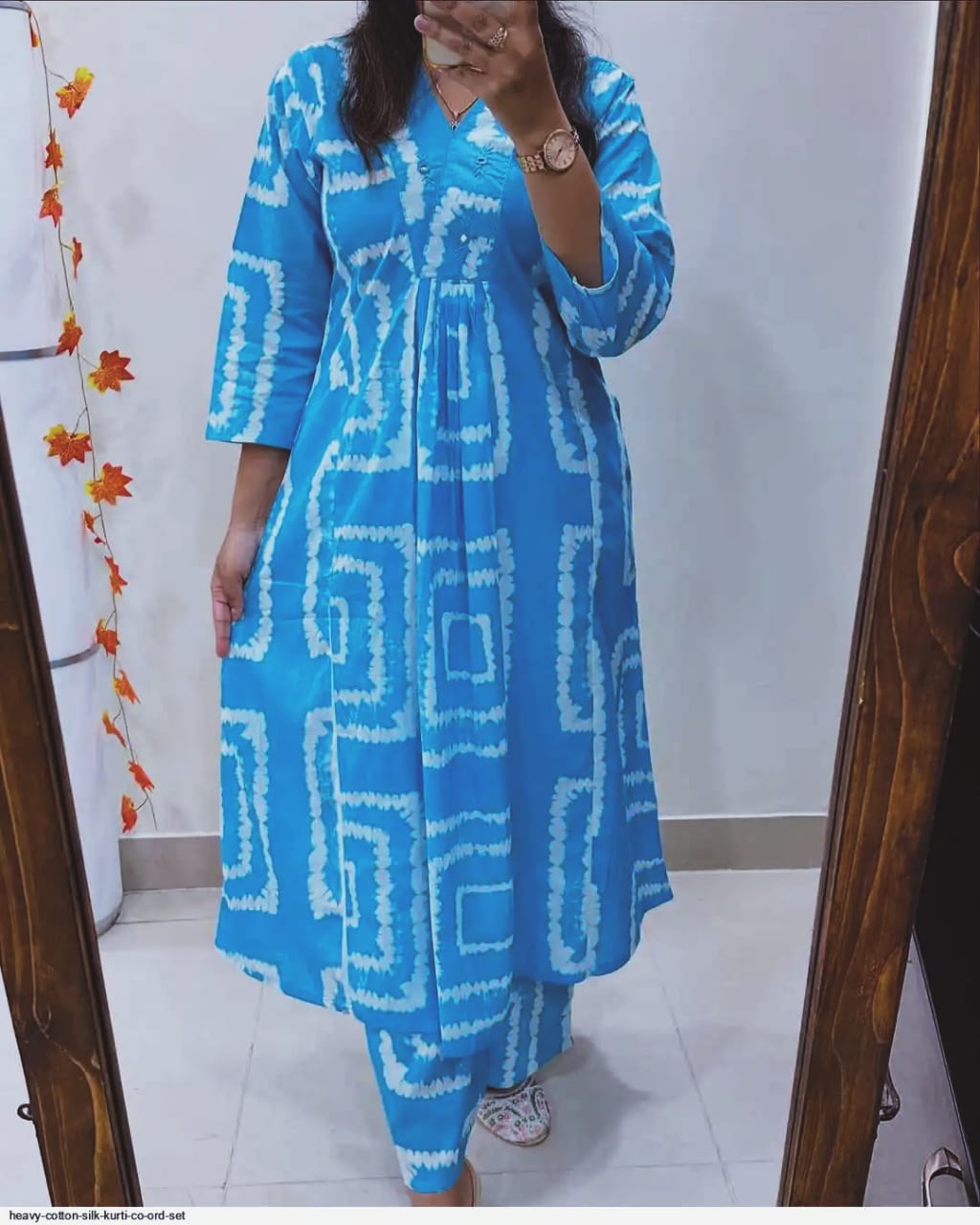 Premium Square-Print Cotton Co-ord Set | Trending Kurti Design