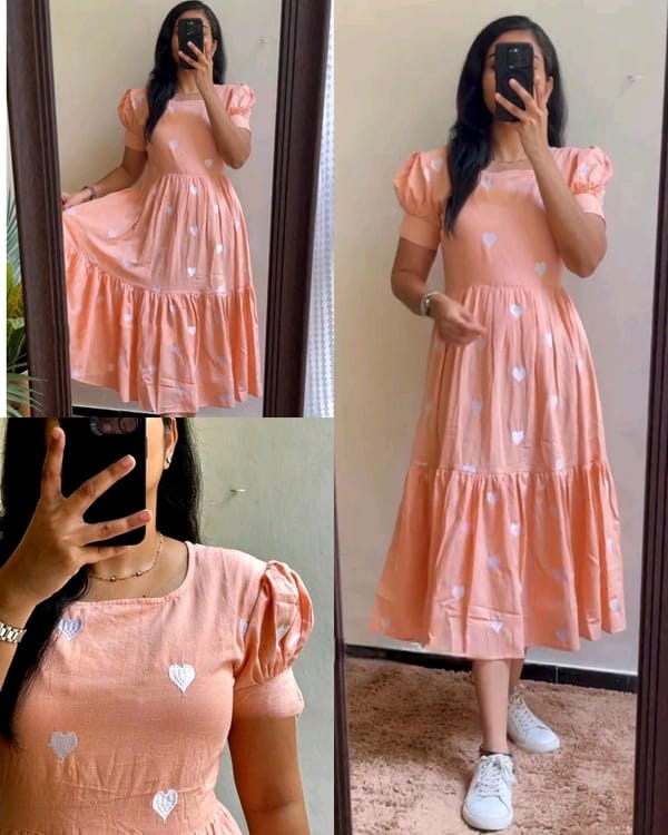 Beautiful Heart Print Full Flair Gown I Trending Design