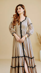 Reg and beige Women's Casual Midi Maxi Long Western Dress