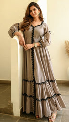 Reg and beige Women's Casual Midi Maxi Long Western Dress