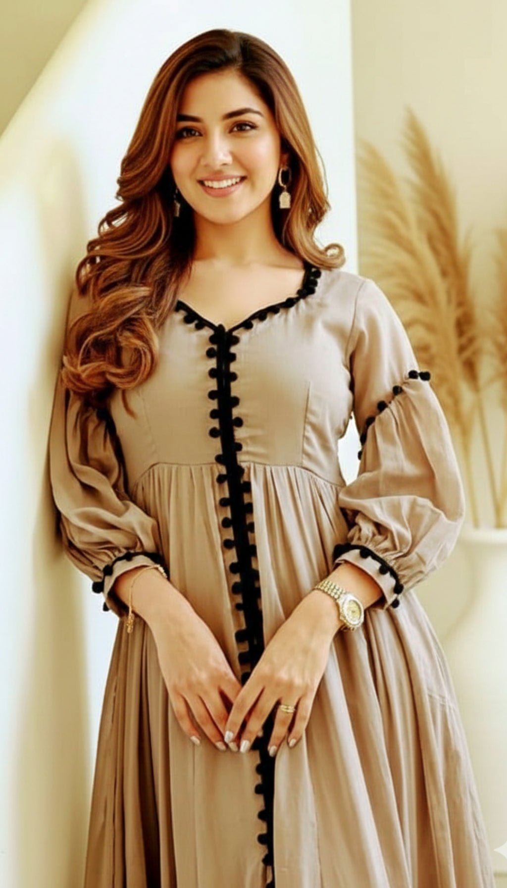 Reg and beige Women's Casual Midi Maxi Long Western Dress