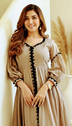 Reg and beige Women's Casual Midi Maxi Long Western Dress