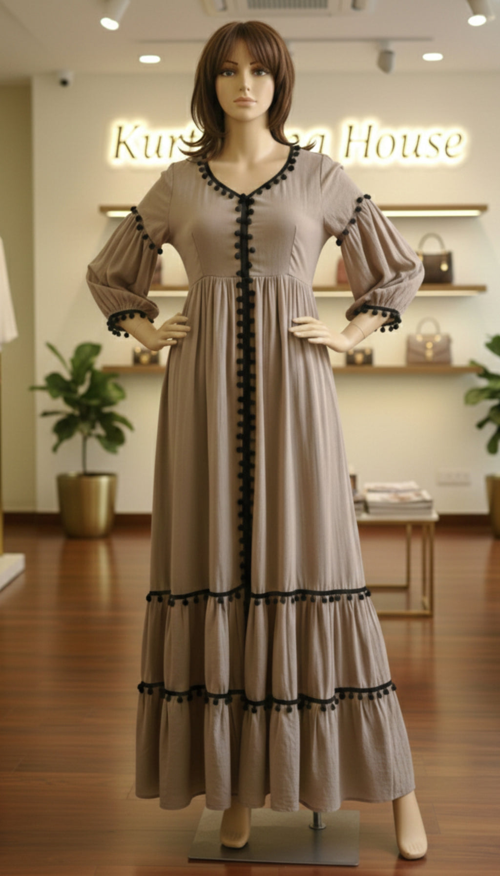 Reg and beige Women's Casual Midi Maxi Long Western Dress