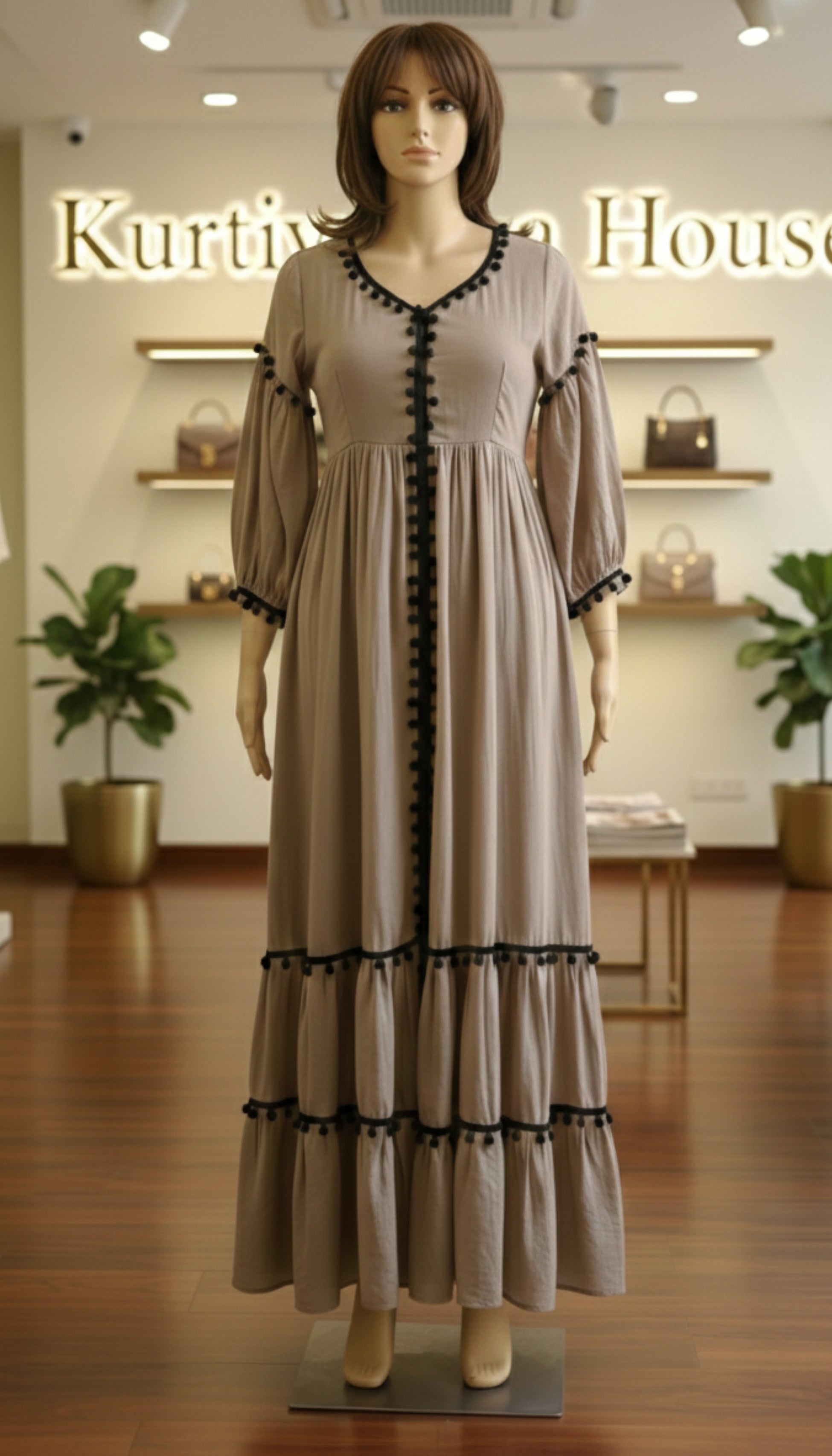 Reg and beige Women's Casual Midi Maxi Long Western Dress
