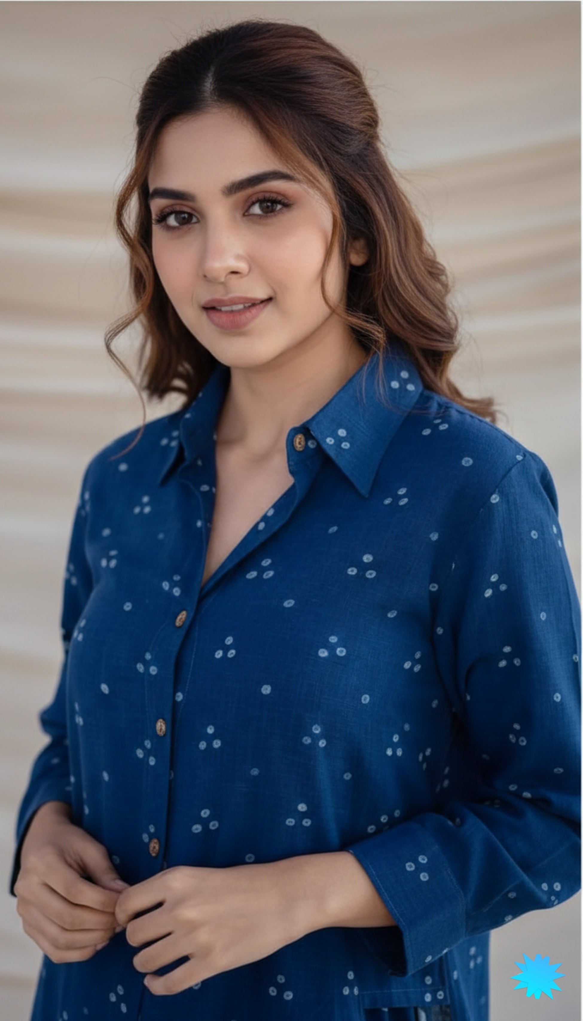 Women Blue Dabbu Print Cotton Kurta Pant set I New and Stylish Daily Wear Kurti