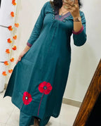 Designer Kurti Palazzo Set in Premium Pure Cotton | Women's Kurta and Pant Set