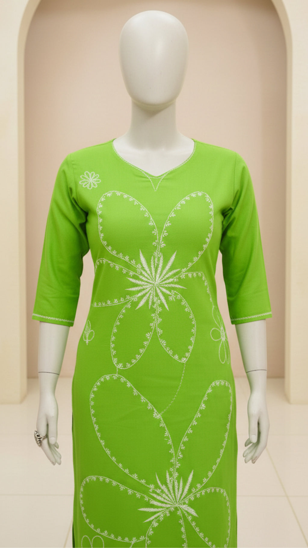 Green and Black Heavy Embroidery Cord Set | Women Floral Embroidered Thread Work Kurta with Palazzos