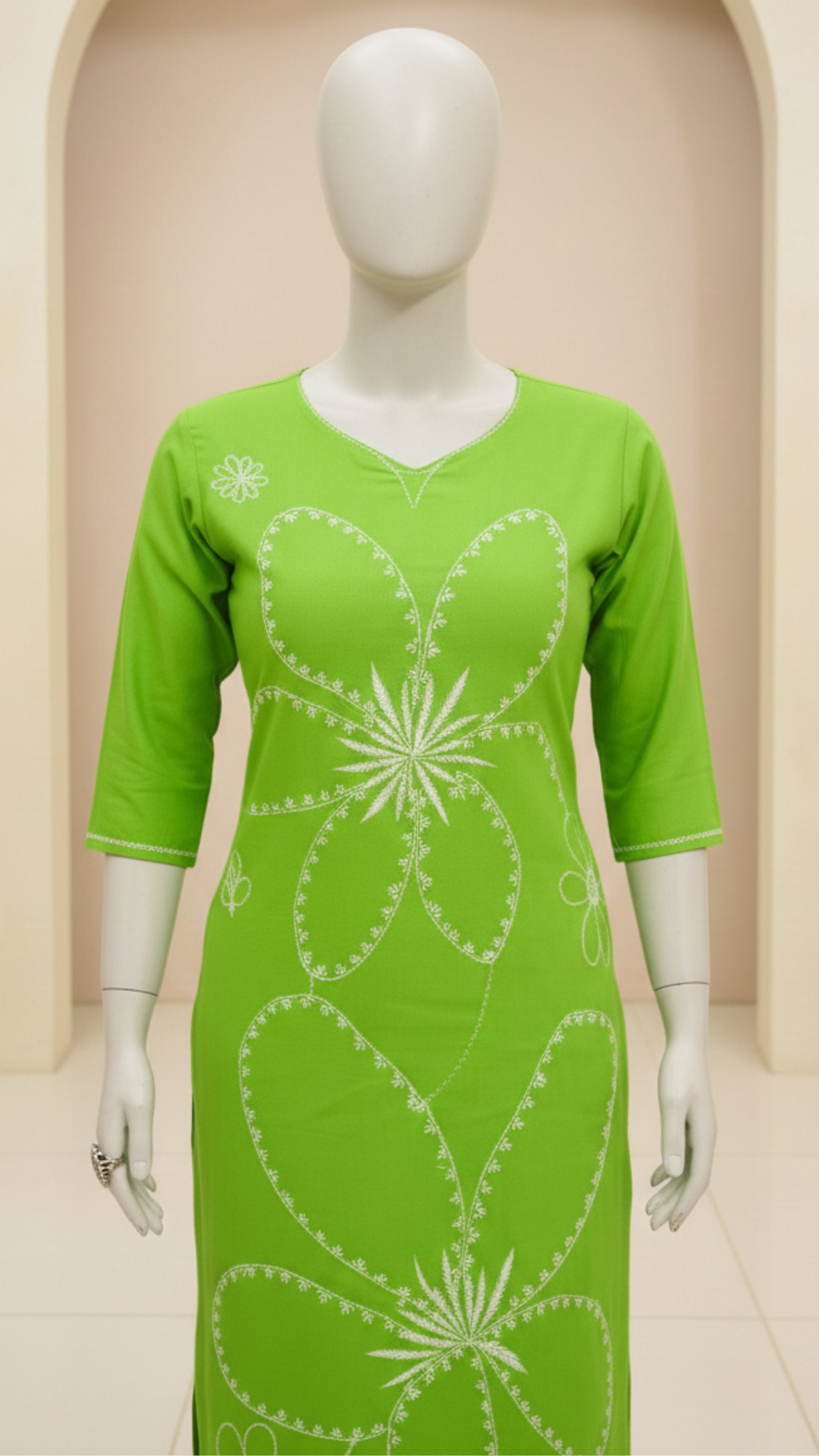 Green and Black Heavy Embroidery Cord Set | Women Floral Embroidered Thread Work Kurta with Palazzos