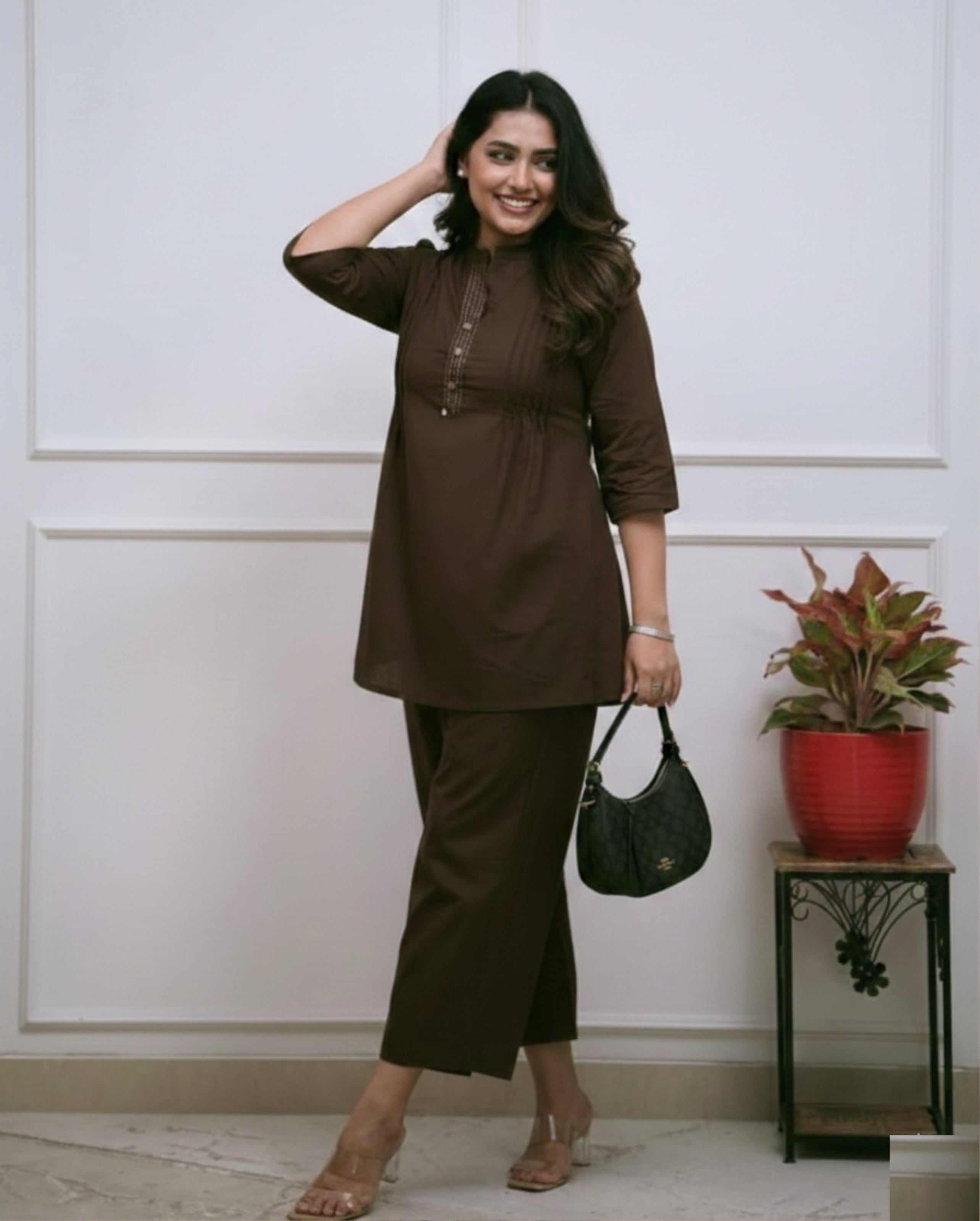 New Designer Cotton Slub Co-Ord Set I Flower Hand Katha Work