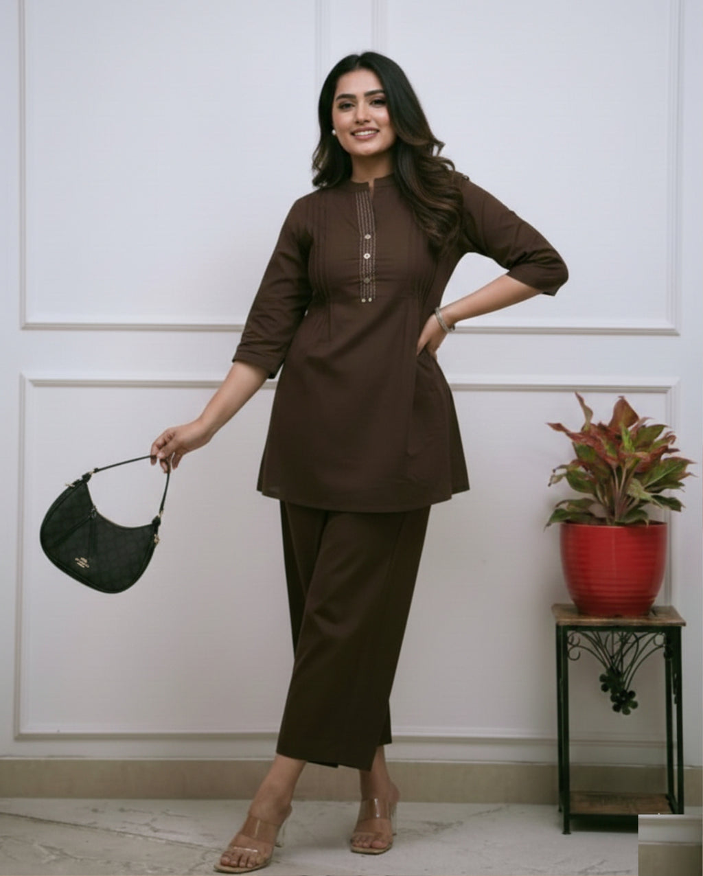 New Designer Cotton Slub Co-Ord Set I Flower Hand Katha Work