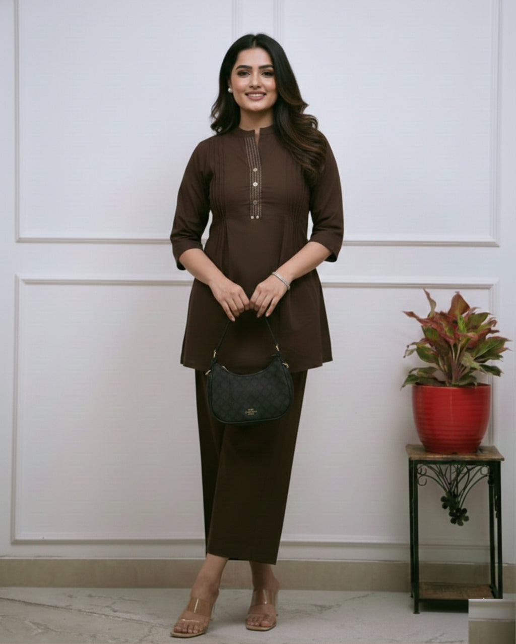 New Designer Cotton Slub Co-Ord Set I Flower Hand Katha Work