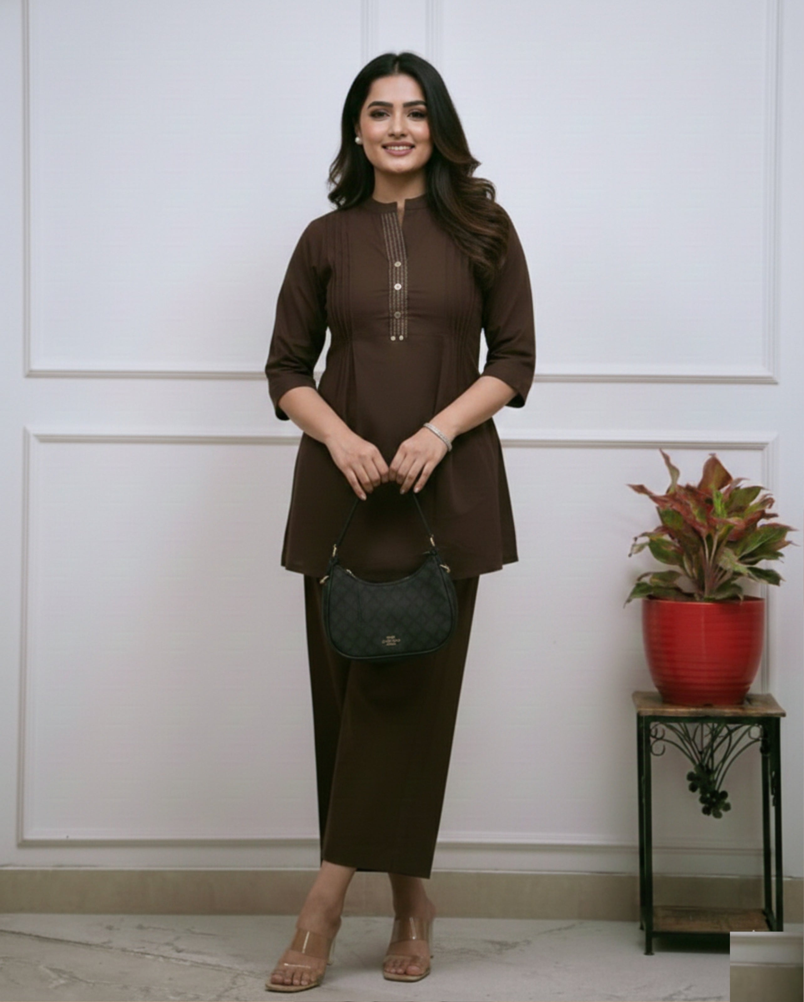 New Designer Cotton Slub Co-Ord Set I Flower Hand Katha Work