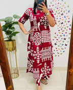 Premium Floral Fine Cotton Kurti Pant Set | Premium A-Line Co-Ord Set