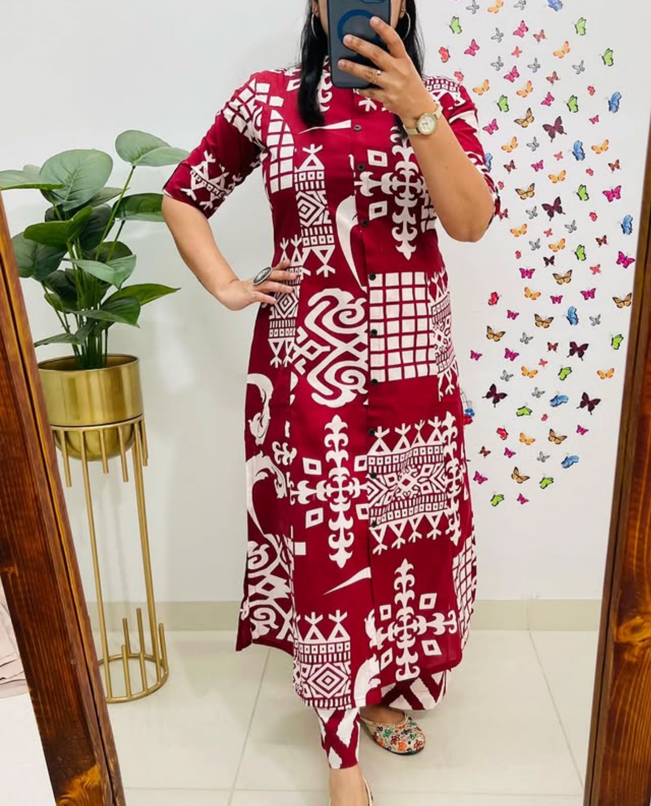 Premium Floral Fine Cotton Kurti Pant Set | Premium A-Line Co-Ord Set