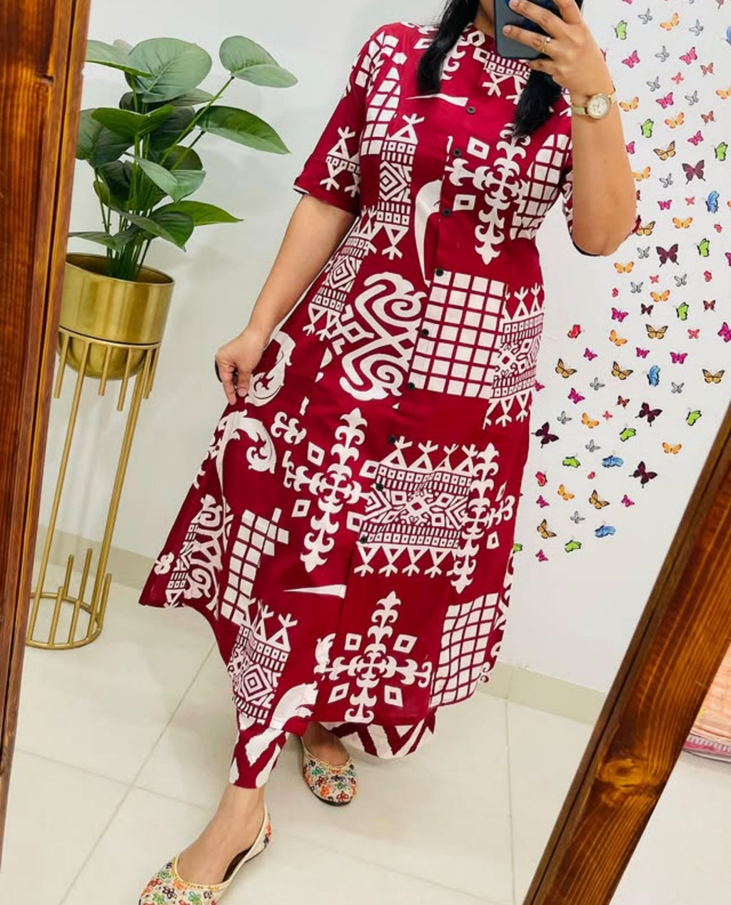 Premium Floral Fine Cotton Kurti Pant Set | Premium A-Line Co-Ord Set