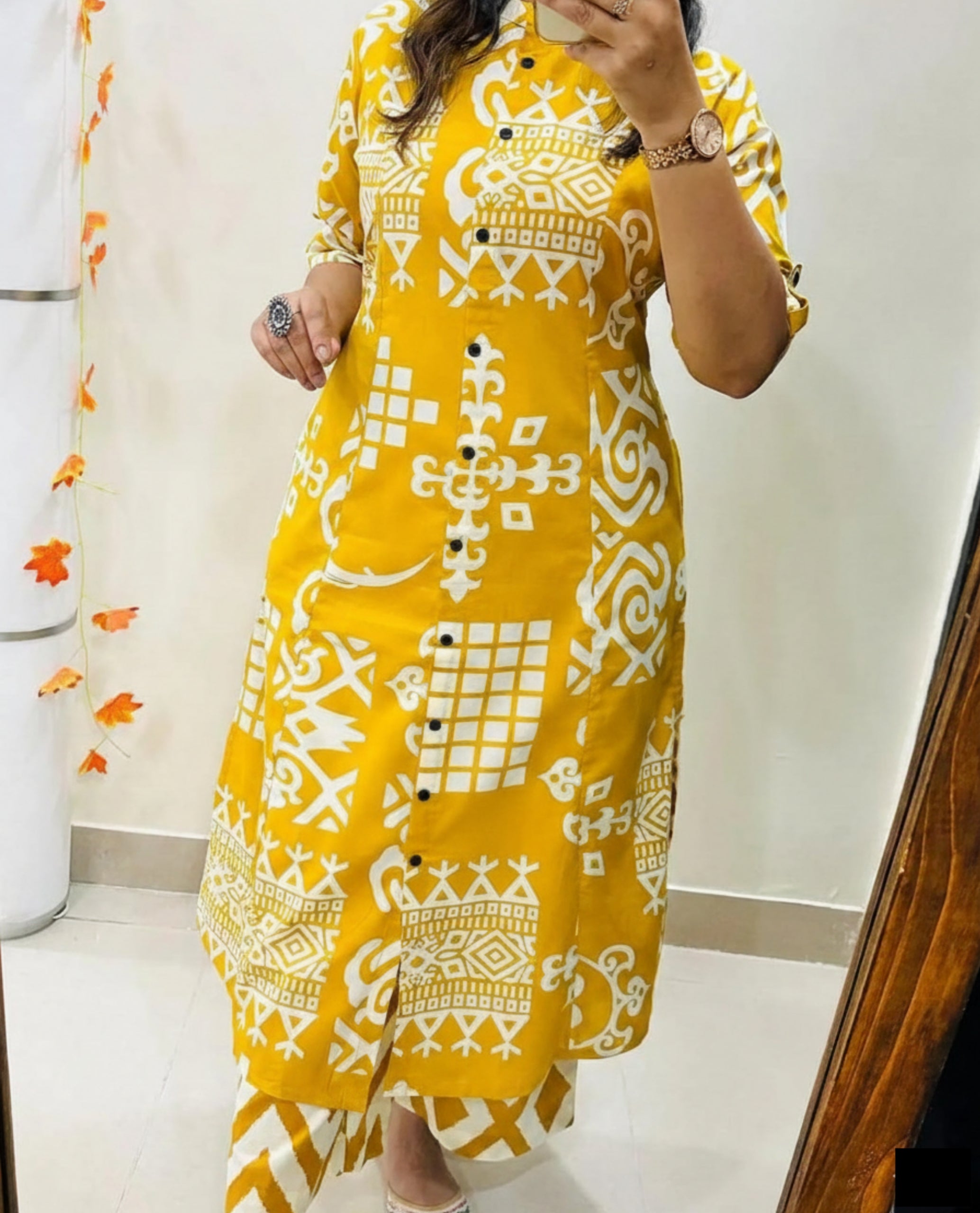 Premium Floral Fine Cotton Kurti Pant Set | Premium A-Line Co-Ord Set