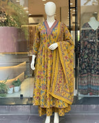 Designer Floral Print Kurta, Palazzo, and Dupatta Set | 3 Pcs. Set