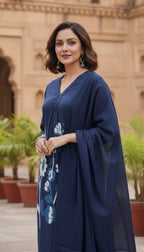Kurti Set with Dupatta Embroidered Anarkali Kurta, Bottom & Dupatta Set