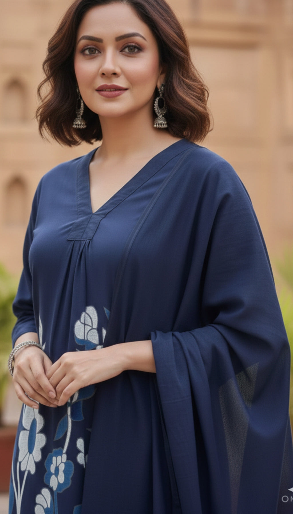 Kurti Set with Dupatta Embroidered Anarkali Kurta, Bottom & Dupatta Set