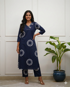 Women Ethnic Motifs Dyed Regular Pure Cotton Kurta with Trousers | Women's Kurti and Pant