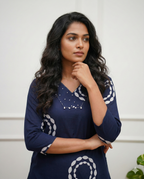 Women Ethnic Motifs Dyed Regular Pure Cotton Kurta with Trousers | Women's Kurti and Pant