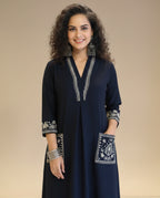 Women's Designer Straight Fit Blue and Wine Kurta Co-ord Set | Trending Design 2026