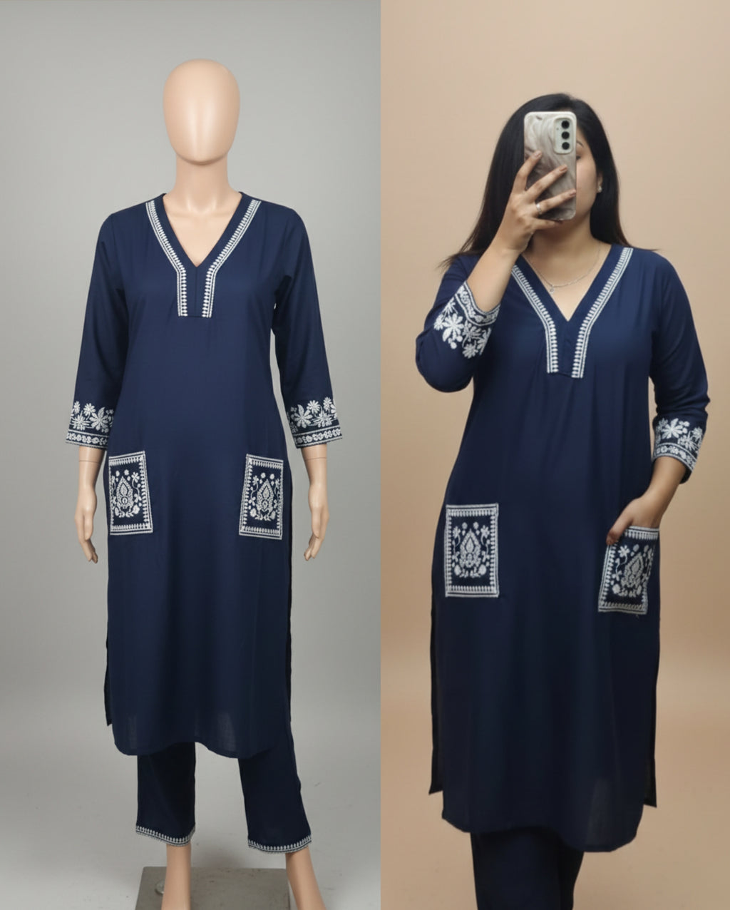 Women's Designer Straight Fit Blue and Wine Kurta Co-ord Set | Trending Design 2026