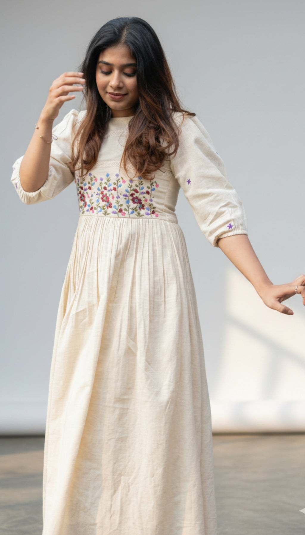 Off-White Floral Embroidered Dress I New Trending Design 2026