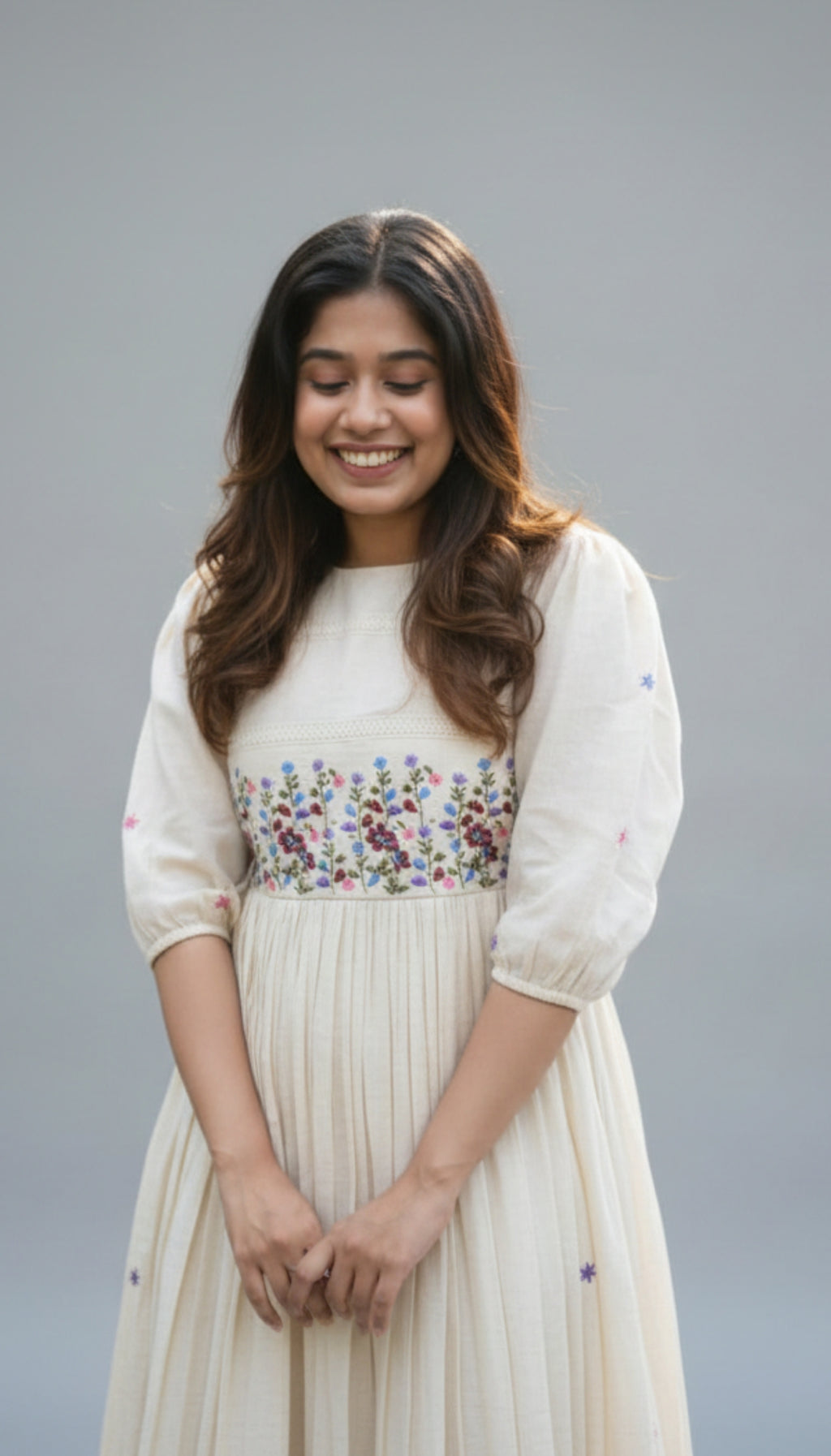 Off-White Floral Embroidered Dress I New Trending Design 2026