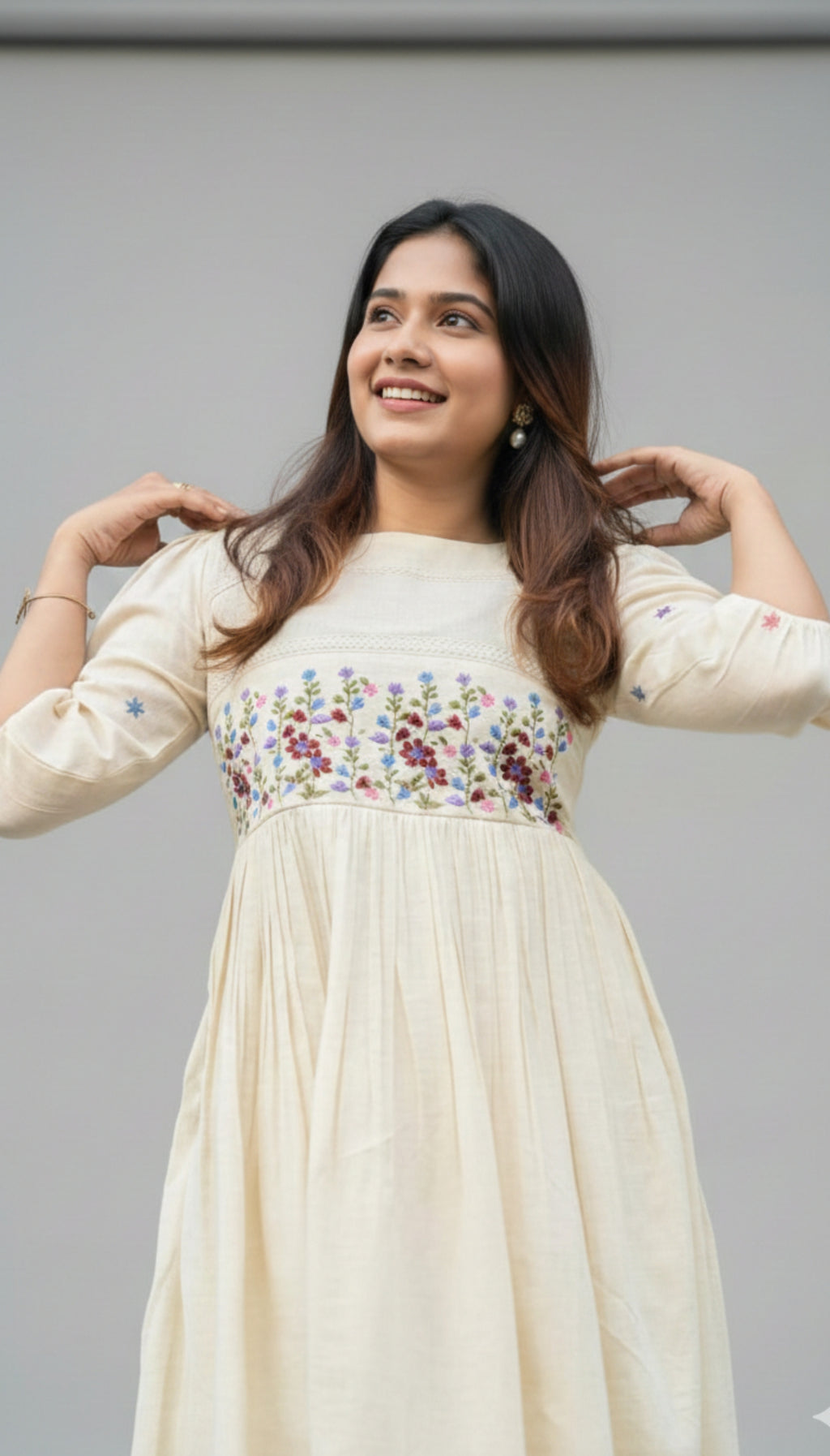 Off-White Floral Embroidered Dress I New Trending Design 2026
