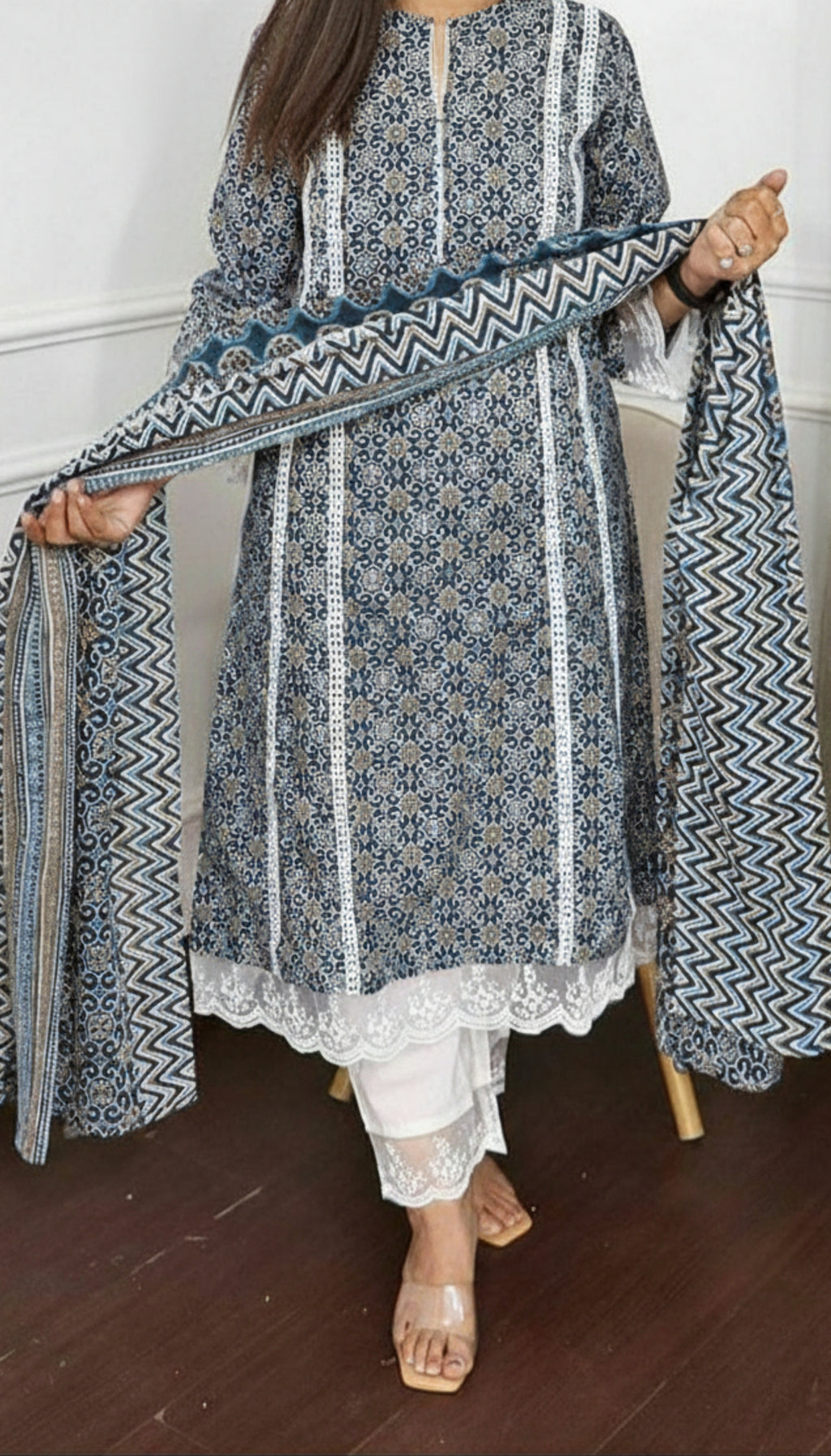 Beautiful Pakistani A-line Rayon Cotton Suit
