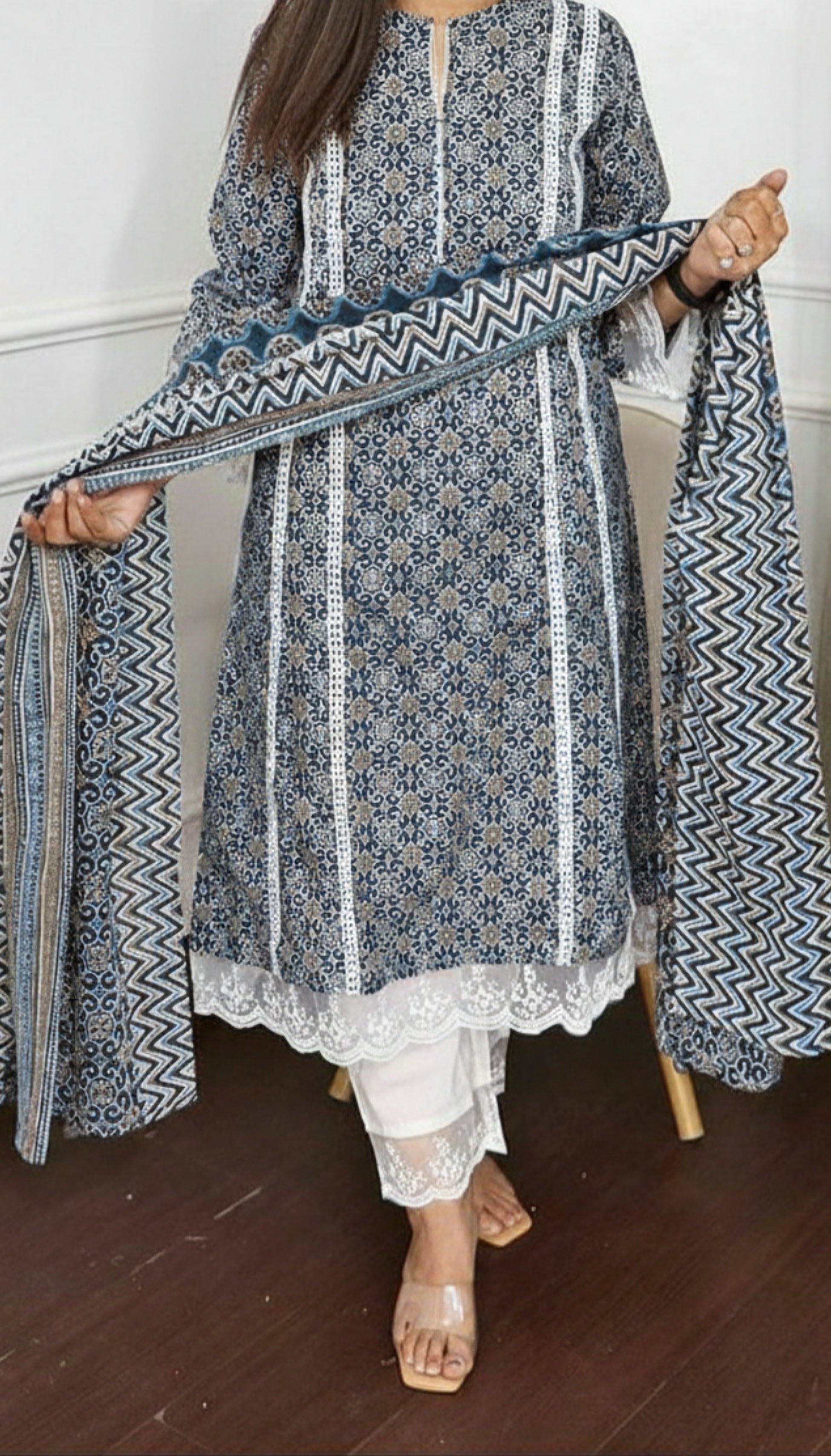 Beautiful Pakistani A-line Rayon Cotton Suit | 