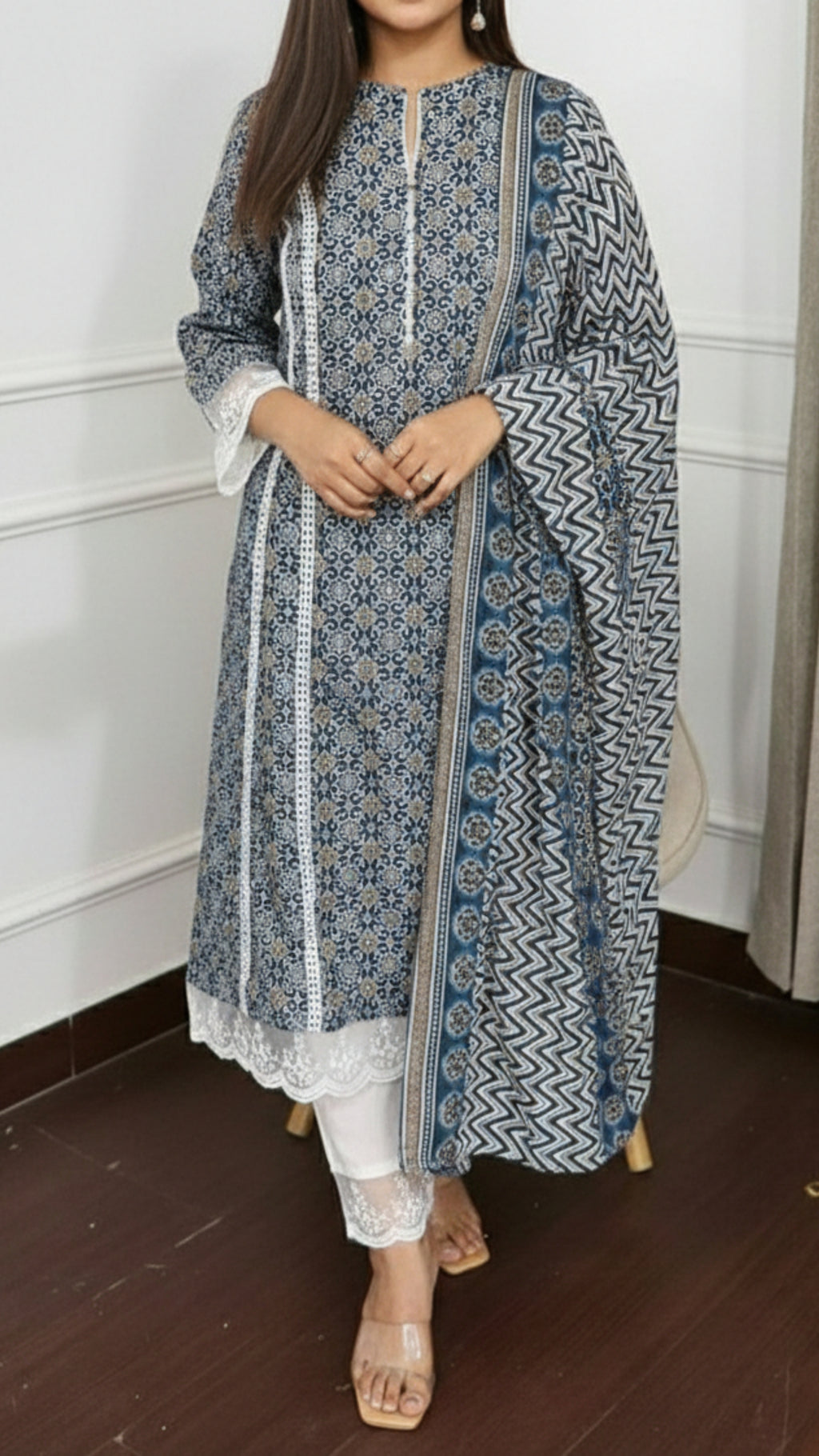 Beautiful Pakistani A-line Rayon Cotton Suit