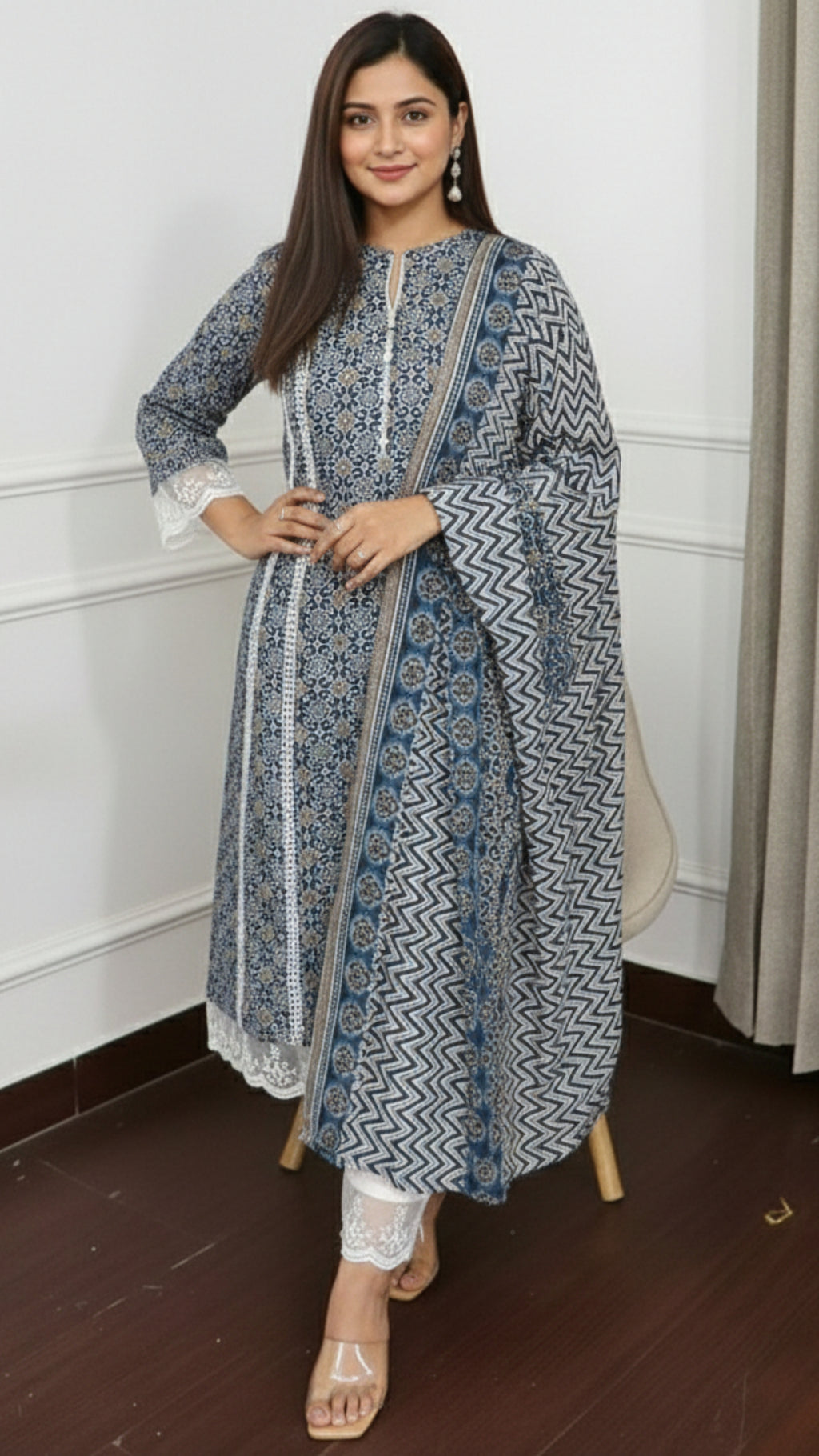 Beautiful Pakistani A-line Rayon Cotton Suit