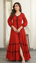 Reg and beige Women's Casual Midi Maxi Long Western Dress