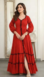 Reg and beige Women's Casual Midi Maxi Long Western Dress