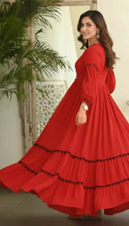 Reg and beige Women's Casual Midi Maxi Long Western Dress