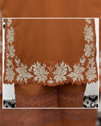 Designer Rust Orange Palazzo Suit with Floral Embroidery | Elegant Three-Piece Suit Set