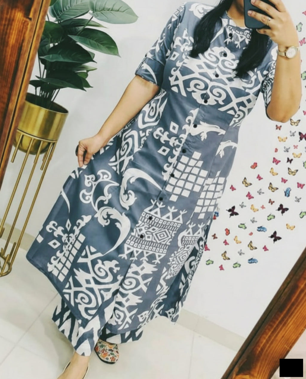 Premium Floral Fine Cotton Kurti Pant Set | Premium A-Line Co-Ord Set