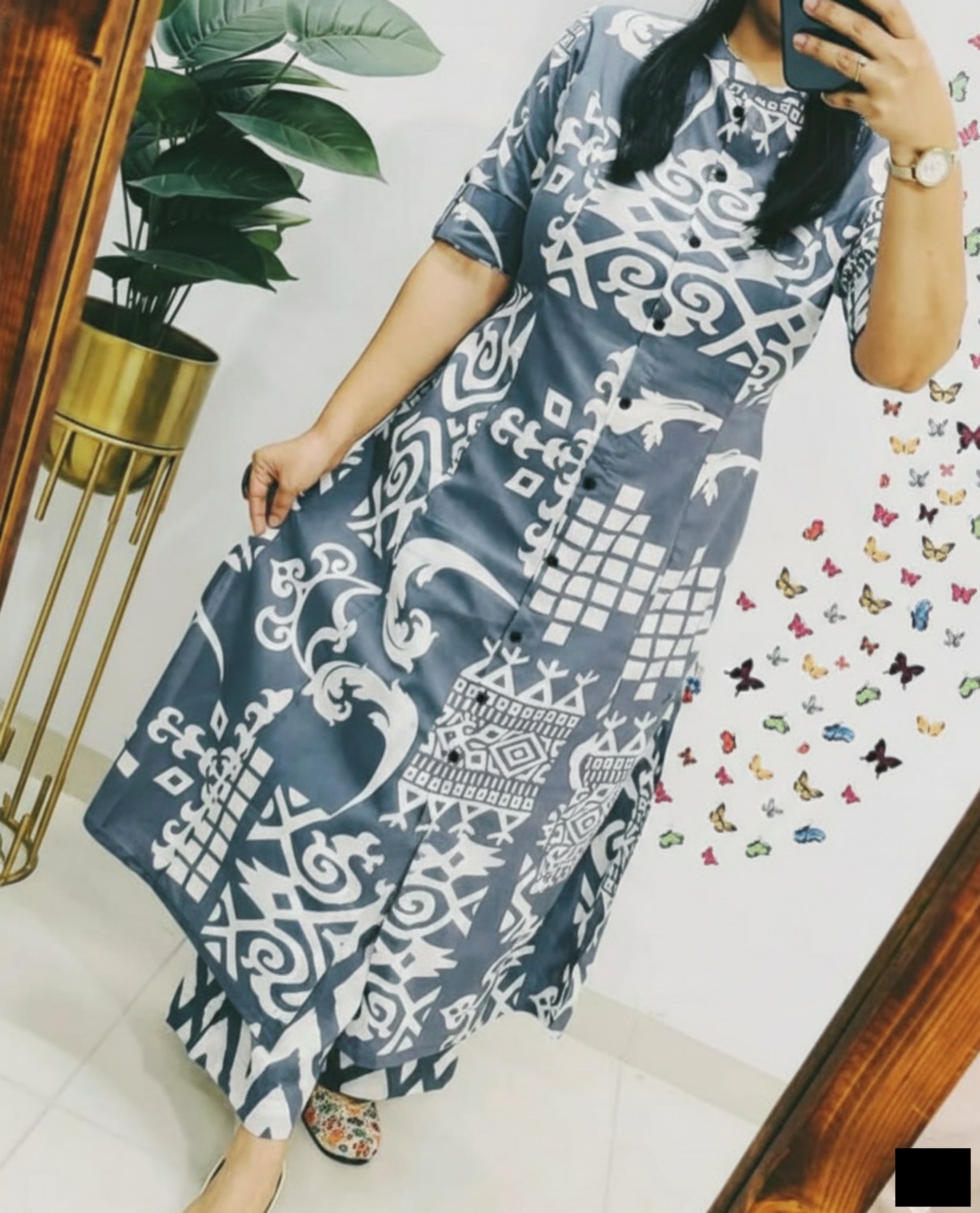 Premium Floral Fine Cotton Kurti Pant Set | Premium A-Line Co-Ord Set