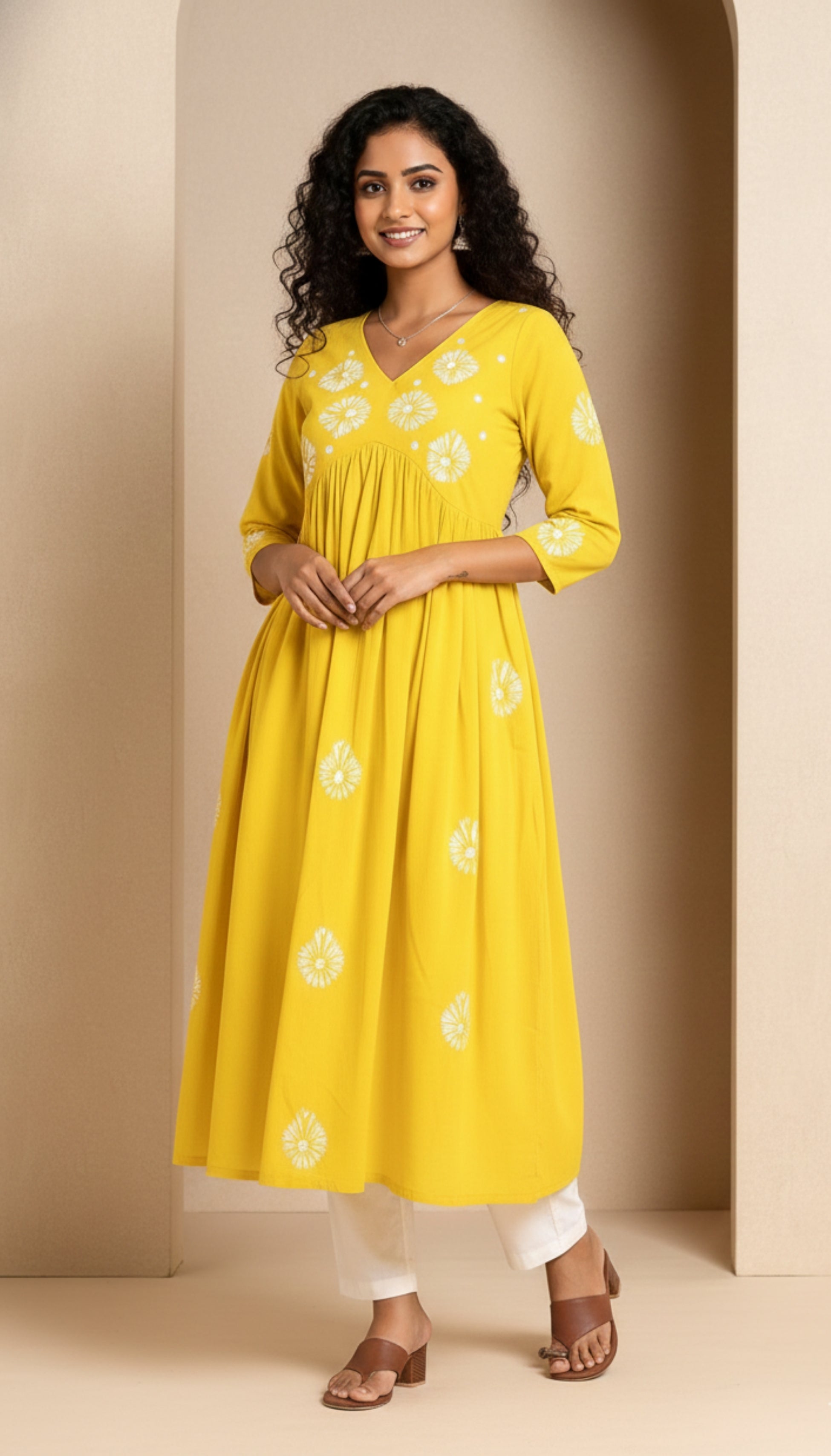 Yellow Embroidered Cotton A-Line Kurta I New and Trending Design