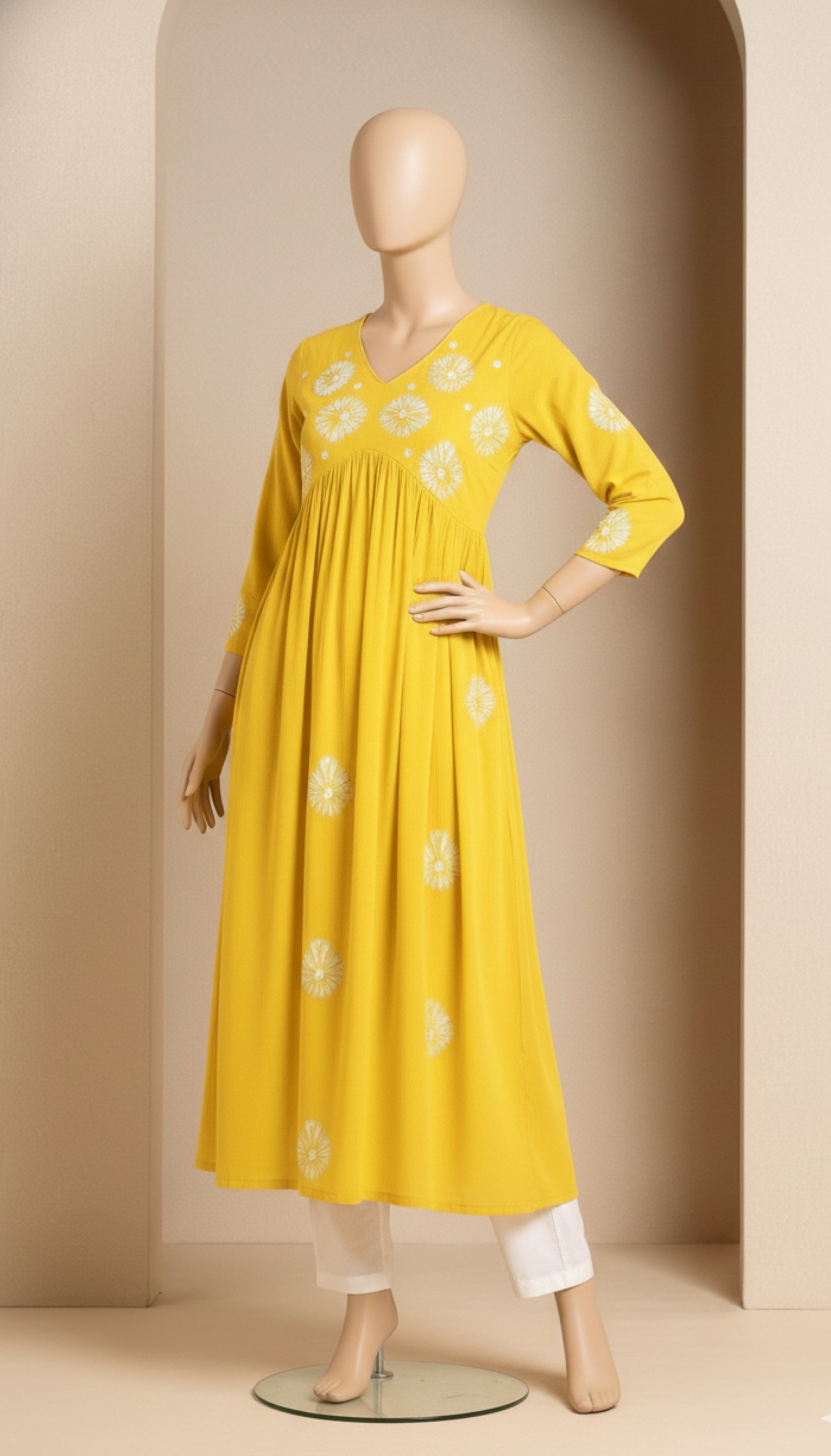 Yellow Embroidered Cotton A-Line Kurta I New and Trending Design